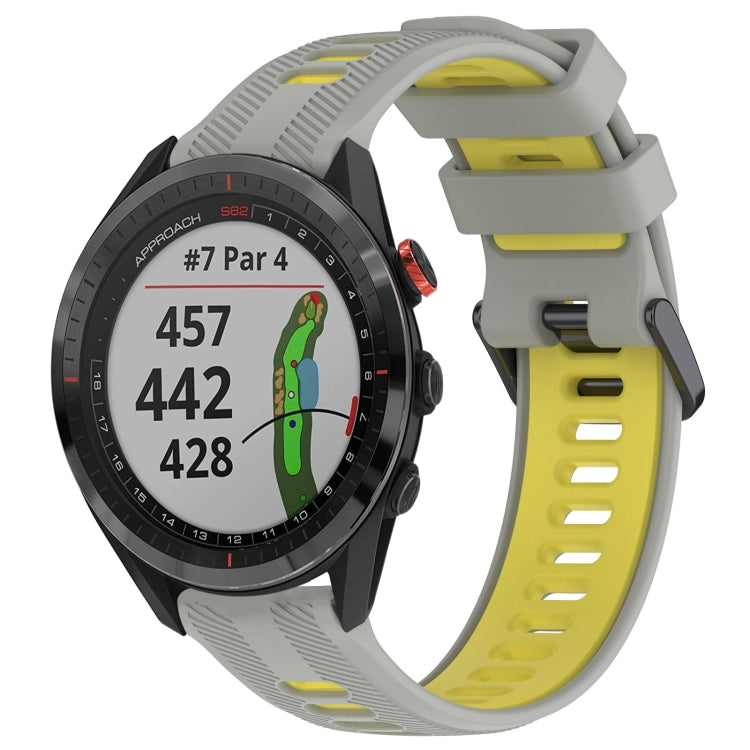 For Garmin Approach S62 Sports Two-Color Silicone Watch Band(Grey+Yellow)