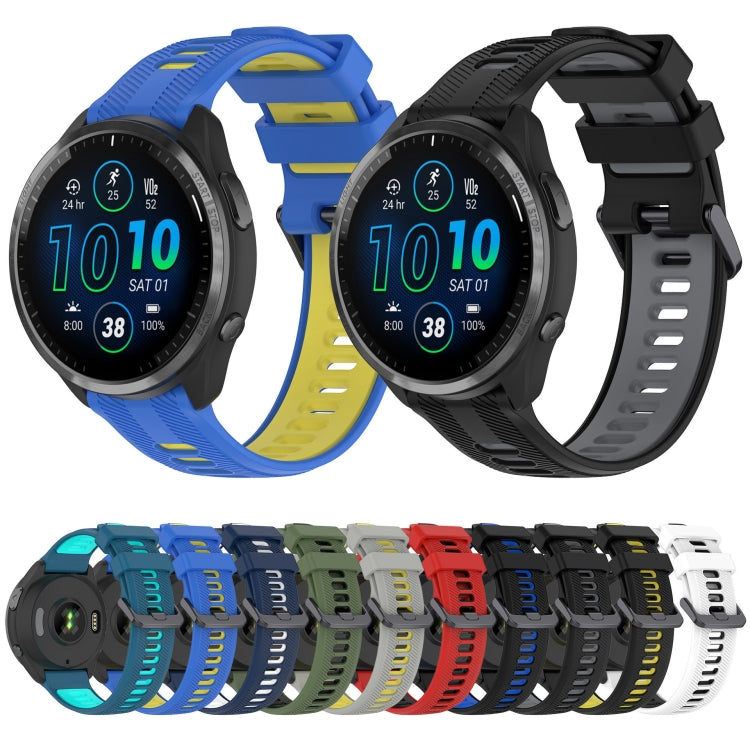 For Garmin Approach S70 47mm Sports Two-Color Silicone Watch Band(Army Green+Black)