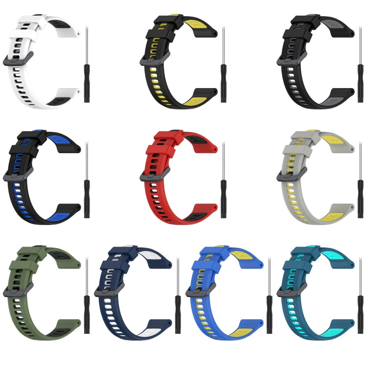 Compatible with Garmin Approach S70 47mm Sports Two-Color Silicone Watch Band(White+Black) - Watch Bands by PMC Jewellery | Online Shopping South Africa | PMC Jewellery | Buy Now Pay Later Mobicred