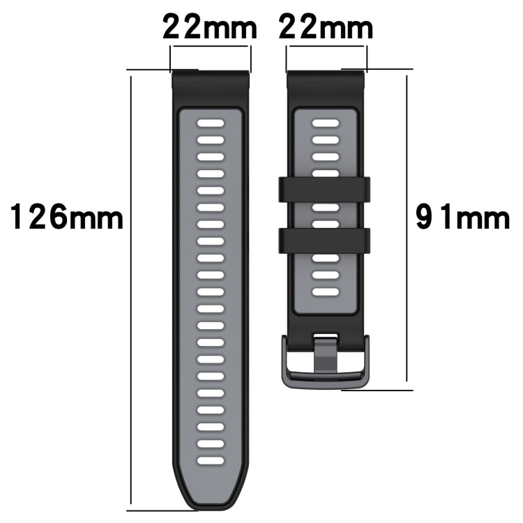 For Garmin Approach S62 Sports Two-Color Silicone Watch Band(Black+Grey)