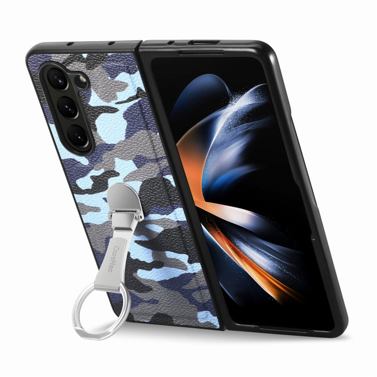 For Samsung Galaxy Z Fold5 5G Camouflage Ring Holder PC Phone Case(Blue)