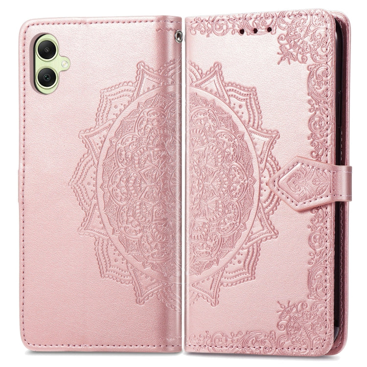 For Samsung Galaxy A05 Mandala Flower Embossed Leather Phone Case(Rose Gold)