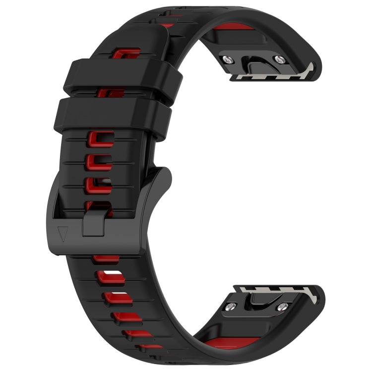 Compatible with Garmin Quatix 7 Pro 22mm Sports Two-Color Silicone Watch Band(Black+Red)