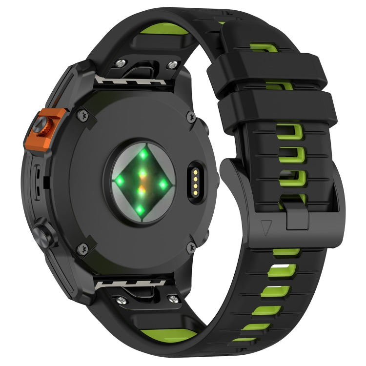 Compatible with Garmin Fenix 6X Pro Sports Two-Color Quick Release Silicone Watch Band(Black+Green)