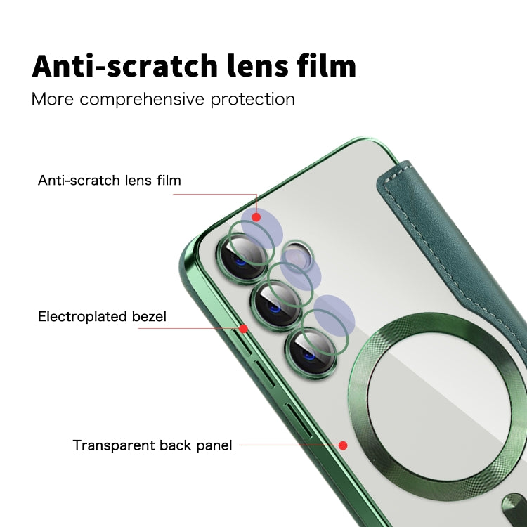 For Samsung Galaxy S24+ 5G Shield Magsafe RFID Anti-theft Rhombus Leather Phone Case(Green) - Galaxy S24+ 5G Cases by PMC TechLife | Online Shopping South Africa | PMC TechLife