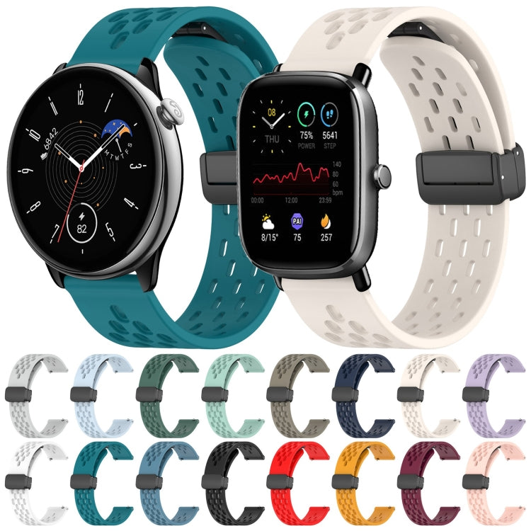 For Amazfit Pop Pro 20mm Folding Magnetic Clasp Silicone Watch Band(Hidden Green)