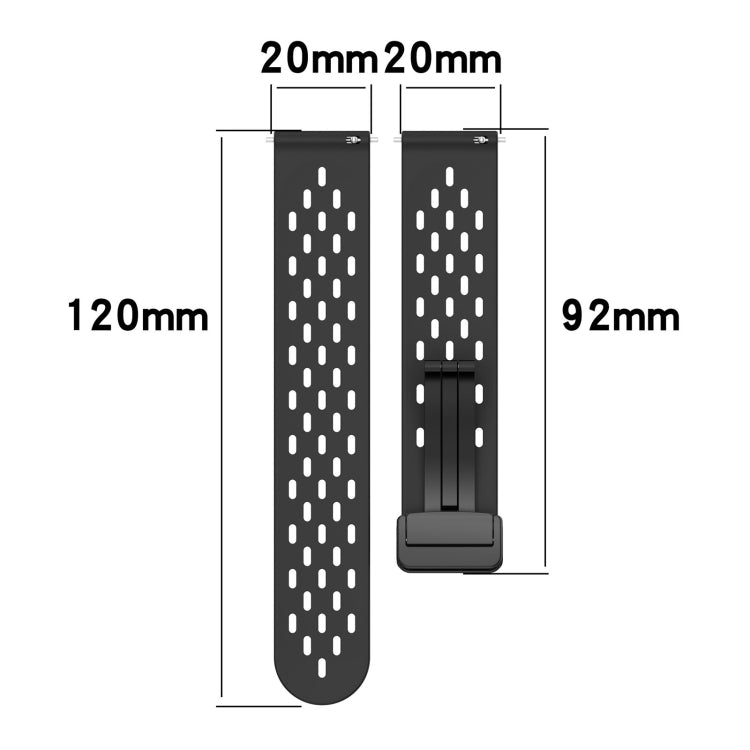 For Amazfit Pop Pro 20mm Folding Magnetic Clasp Silicone Watch Band(Hidden Green)