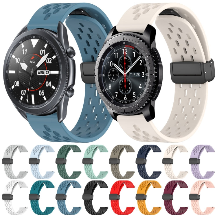 For Samsung Galaxy Watch 46mm 22mm Folding Magnetic Clasp Silicone Watch Band(Black)