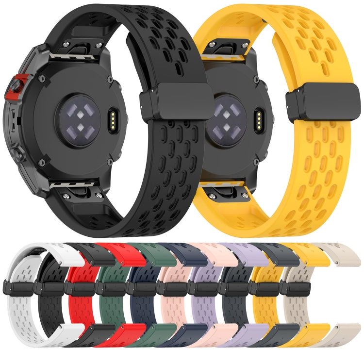 Compatible with Garmin Tactix 7 AMOLED 26mm Folding Buckle Hole Silicone Watch Band(Pink)