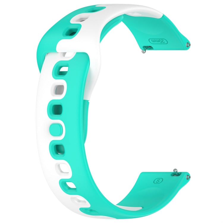 For Samsung Gear S3 Classic / Frontier 22mm Double Color Silicone Watch Band(Cyan+White)