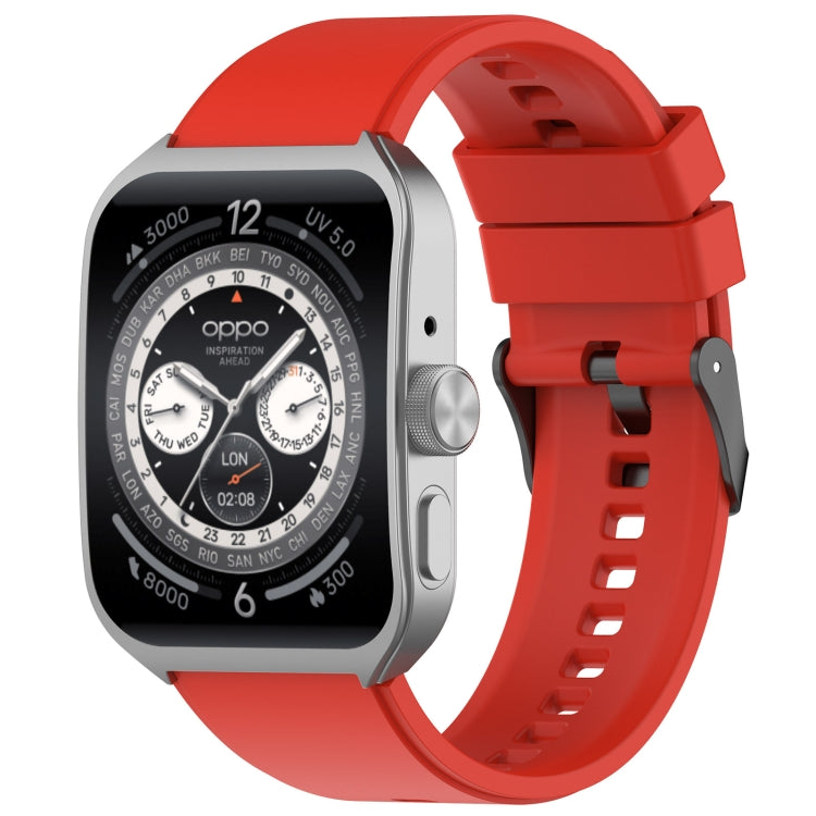 For OPPO Watch 4 Pro 22mm Solid Color Silicone Watch Band(Red)
