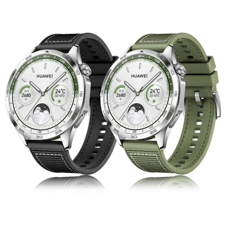 For Huawei Watch GT4 46mm Nylon Silicone Leather Watch Band(Gray)