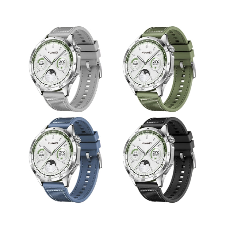 For Huawei Watch GT4 46mm Nylon Silicone Leather Watch Band(Gray)