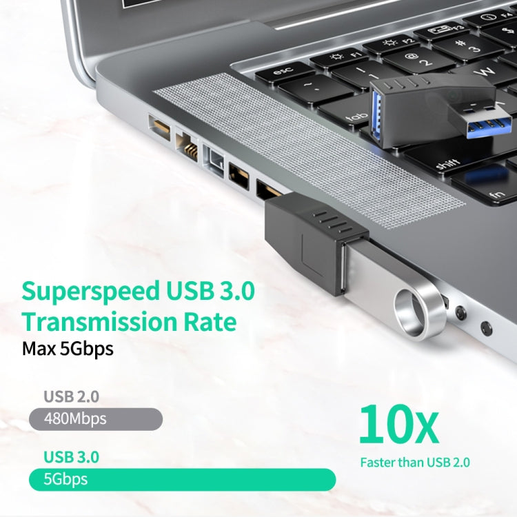 ENKAY USB 3.0 Adapter 90 Degree Angle Male to Female Combo Coupler Extender Connector, Angle:Vertical Down
