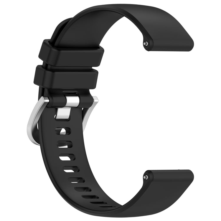 Compatible with Garmin Venu / Venu SQ Liquid Glossy Silver Buckle Silicone Watch Band(Black)