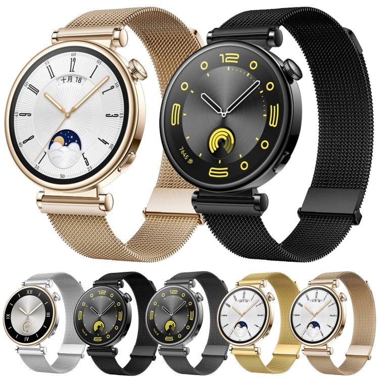 For Huawei Watch GT 4 41mm Milan Dual Mmagnetic Steel Mesh Watch Band(Silver)