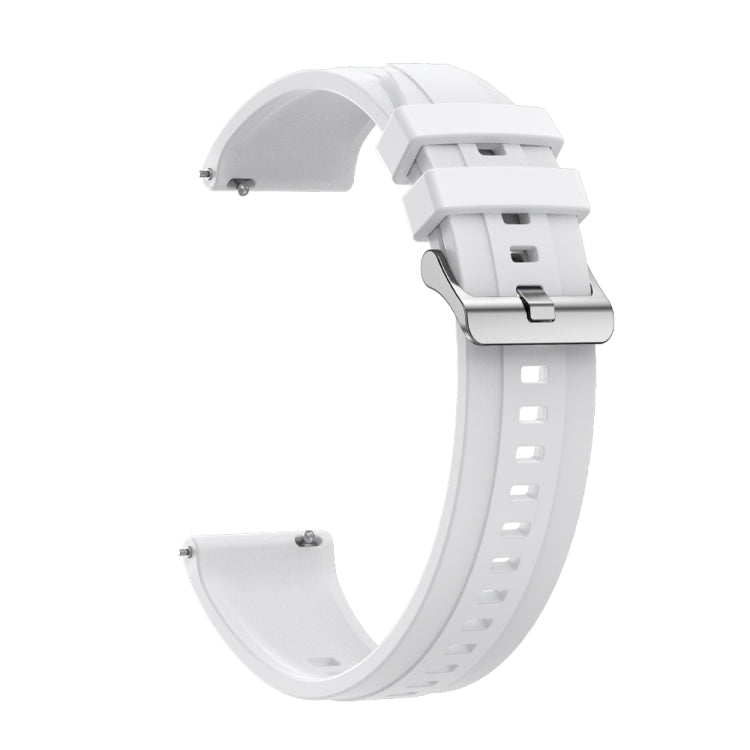 For Huawei Watch GT4 46mm Tire Pattern Silver Buckle Silicone Watch Band(White)