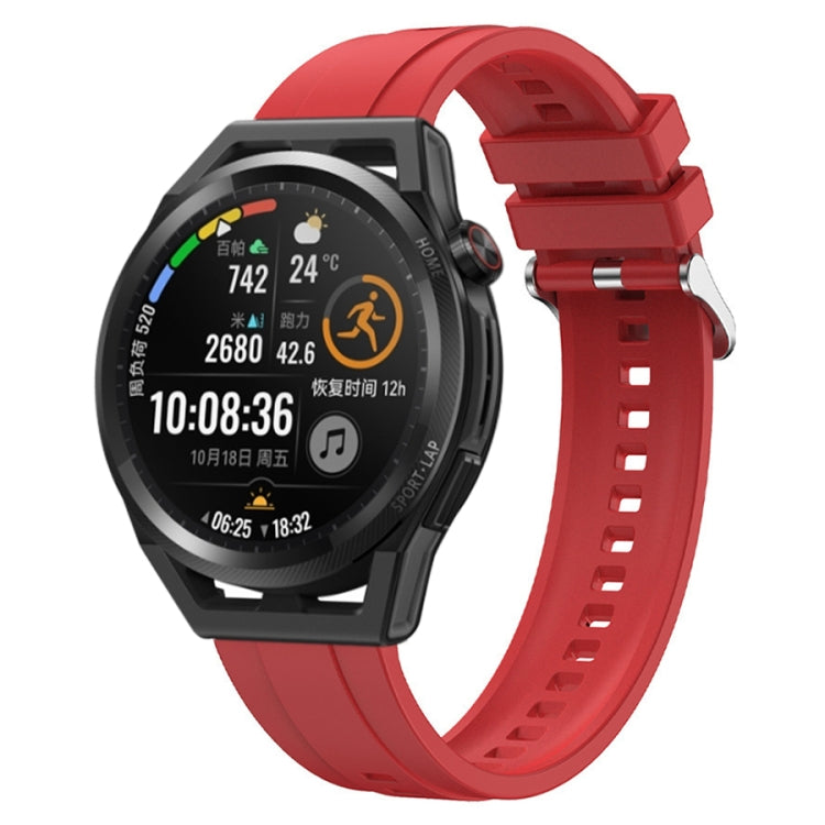 For Huawei Watch3 Pro New / GT Runner Tire Pattern Silver Buckle Silicone Watch Band(Red)