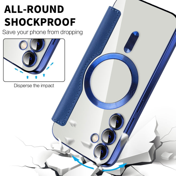For Samsung Galaxy S23 FE 5G MagSafe Magnetic RFID Anti-theft Leather Phone Case(Dark Blue)