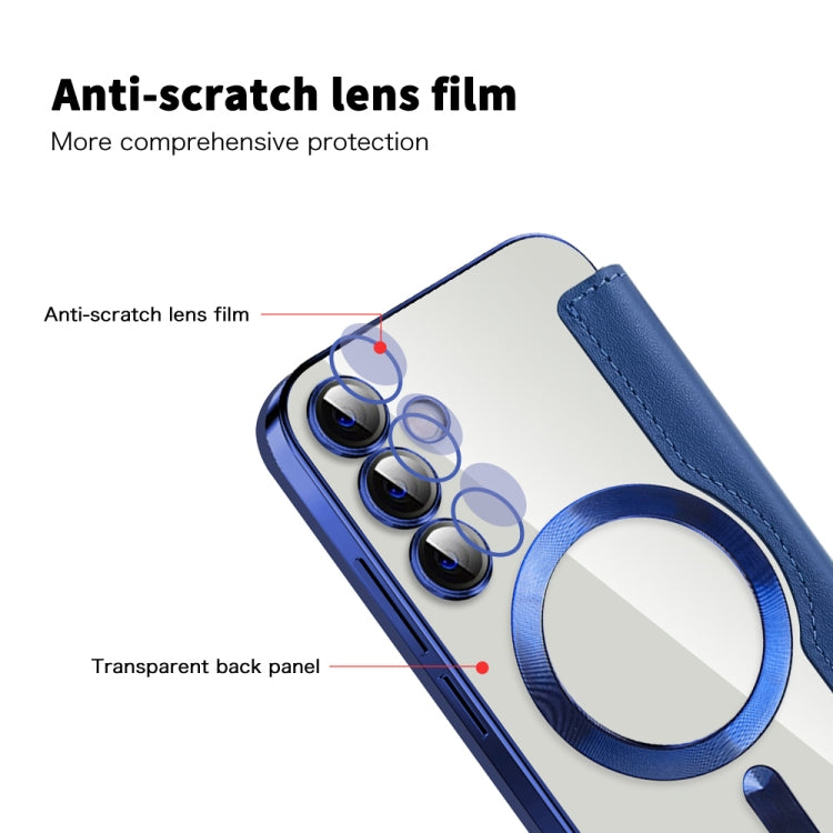 For Samsung Galaxy S23 FE 5G MagSafe Magnetic RFID Anti-theft Leather Phone Case(Dark Blue)