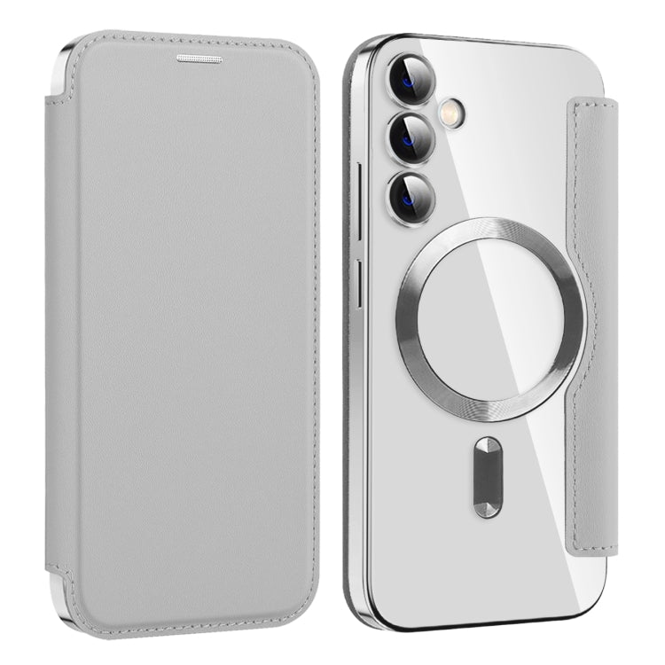 For Samsung Galaxy S23 FE 5G Shield MagSafe RFID Anti-theft Leather Phone Case(Grey)