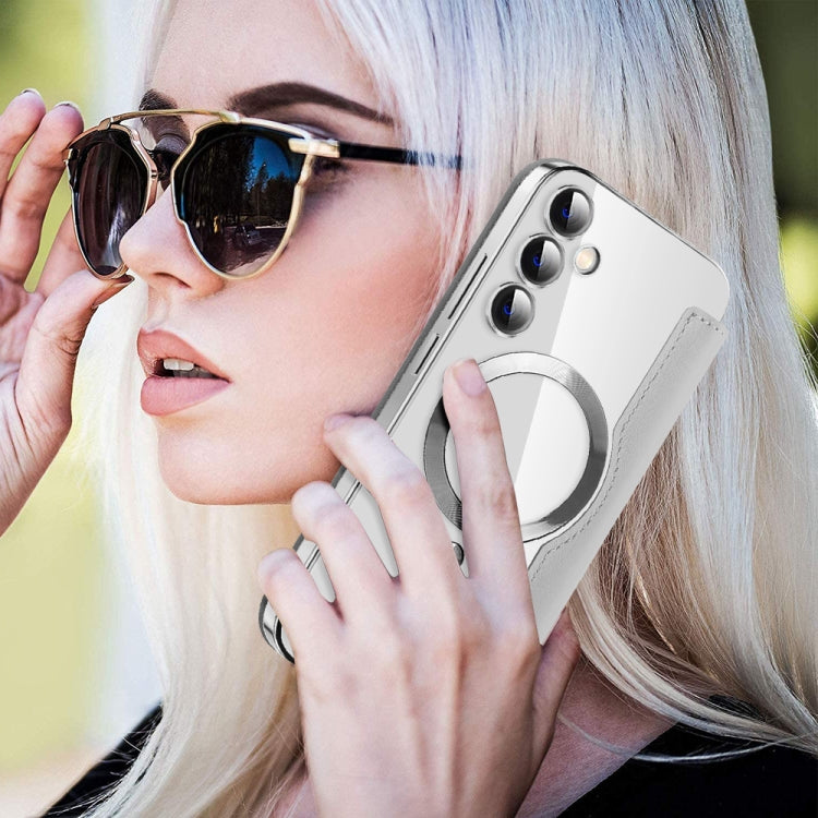 For Samsung Galaxy S23 FE 5G Shield MagSafe RFID Anti-theft Leather Phone Case(Grey) - free shipping - PMC TechLife - Order now!