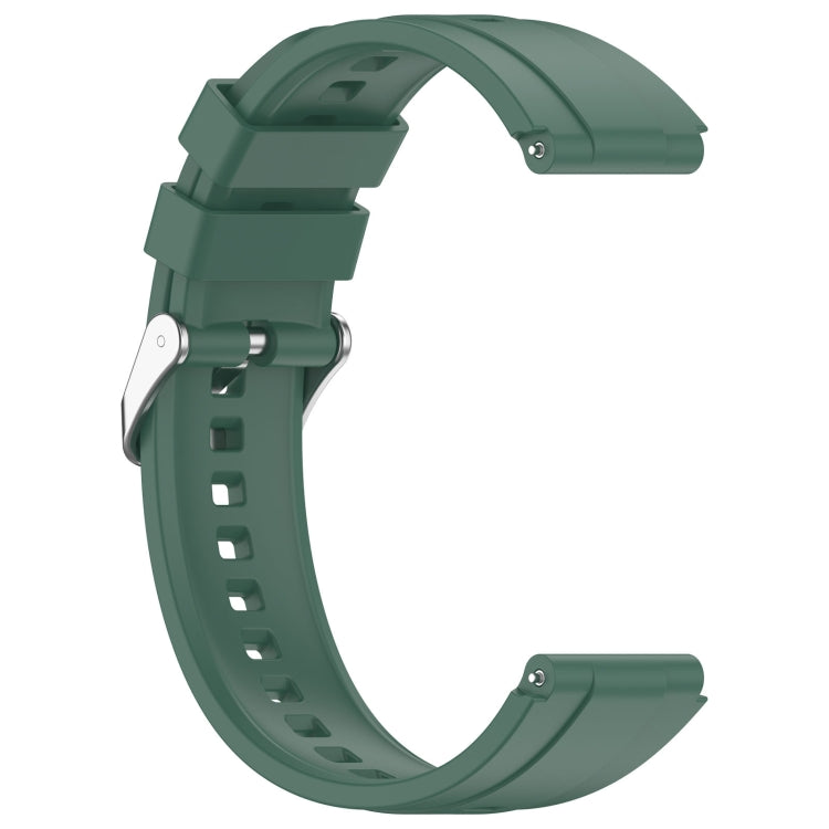 For Huawei Watch GT4 41mm Official Steps Style Silver Buckle Silicone Watch Band(Dark Green)