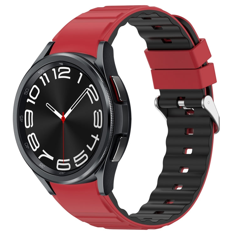 For Samsung Galaxy Watch 6 Classic Two Color Horizontal Silicone Watch Band(Red Black)