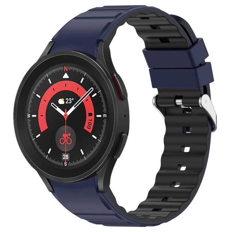 For Samsung Galaxy Watch 5 Pro Two Color Horizontal Silicone Watch Band(Blue Black)