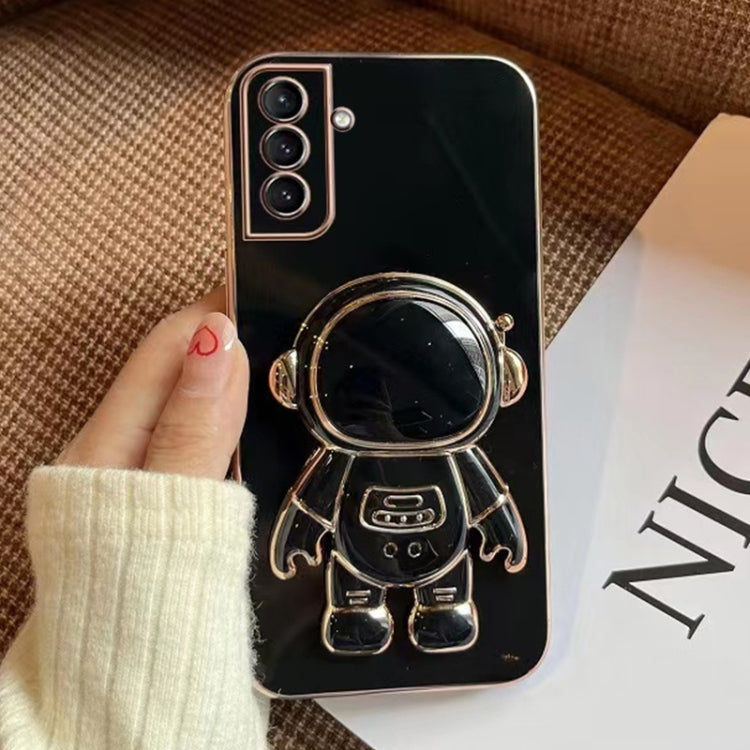 For Samsumg Galaxy A54 5G Electroplating Astronaut Holder Phone Case(Black)
