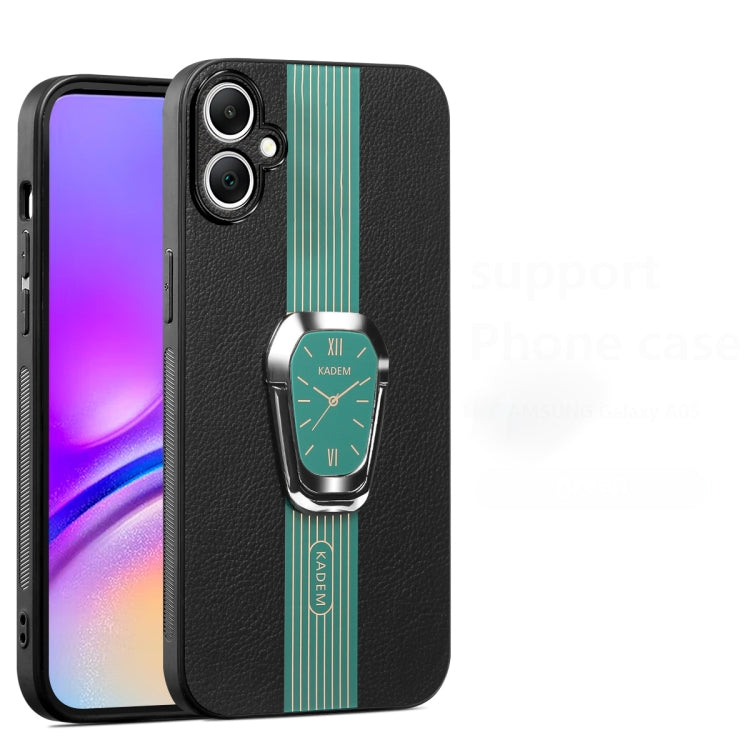 For Samsung Galaxy A04e Magnetic Litchi Leather Back Phone Case with Holder(Green)