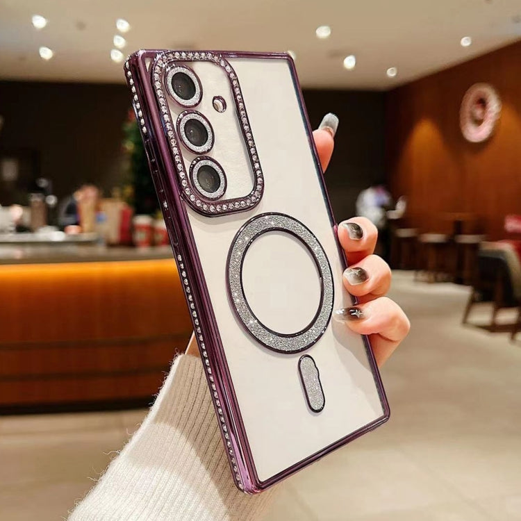 For Samsung Galaxy S24+ 5G Diamond Gradient Plated MagSafe TPU Phone Case(Purple)