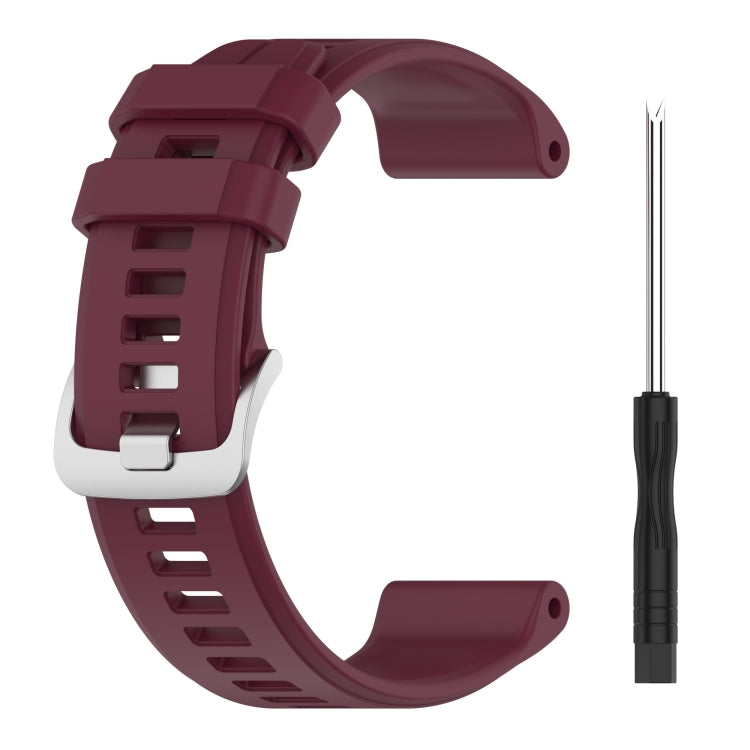 Compatible with Garmin Descent G1 Solar Letel Solid Color Sports Silicone Watch Band(Burgundy)