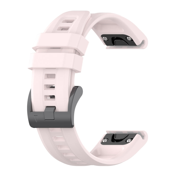 Compatible with Garmin Fenix 7 Solar / Sapphire Solar Solid Color Black Buckle Silicone Quick Release Watch Band(Pink)