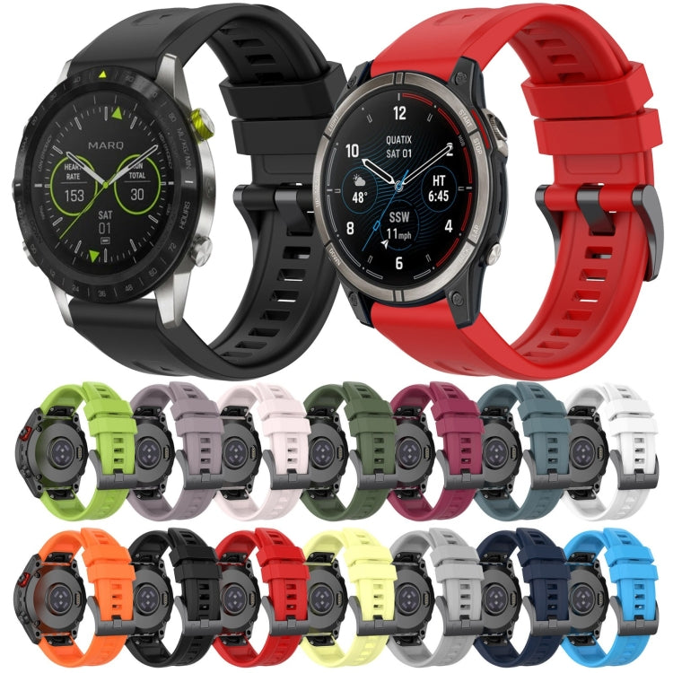 Compatible with Garmin Instinct 2 / Instinct Solid Color Black Buckle Silicone Quick Release Watch Band(Gray)