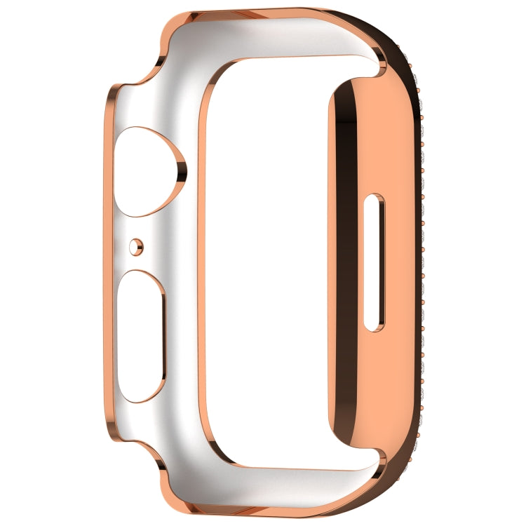 For Apple Watch Series 7 41mm Diamond Hollow PC Watch Case(Rose Gold)