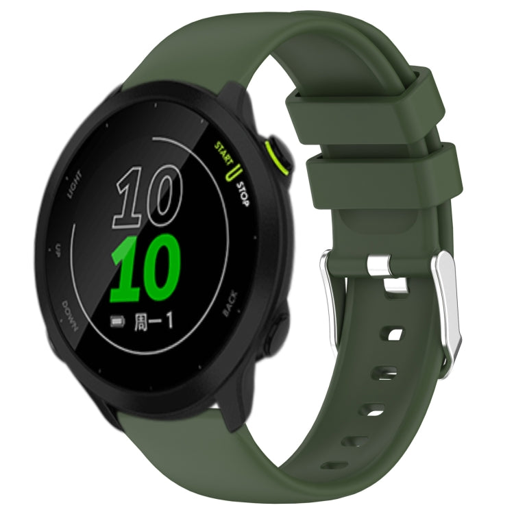 Compatible with Garmin Compatible witherunner 158 20mm Smooth Solid Color Silicone Watch Band(Army Green)