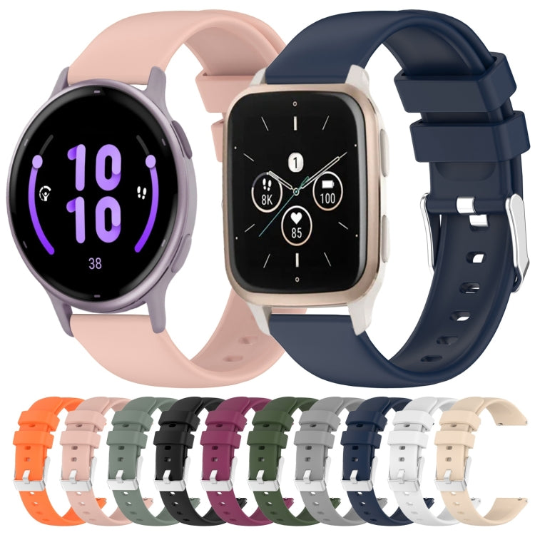 Compatible with Garmin Vivoactive 5 20mm Smooth Solid Color Silicone Watch Band(Pink)