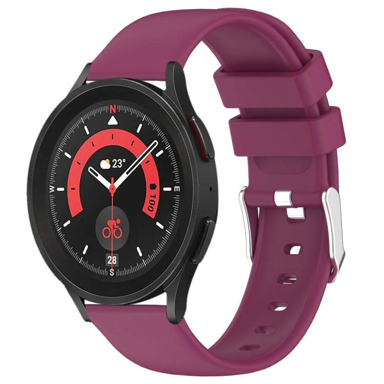 For Samsung Galaxy Watch 5 Pro 45mm 20mm Smooth Solid Color Silicone Watch Band(Burgundy)