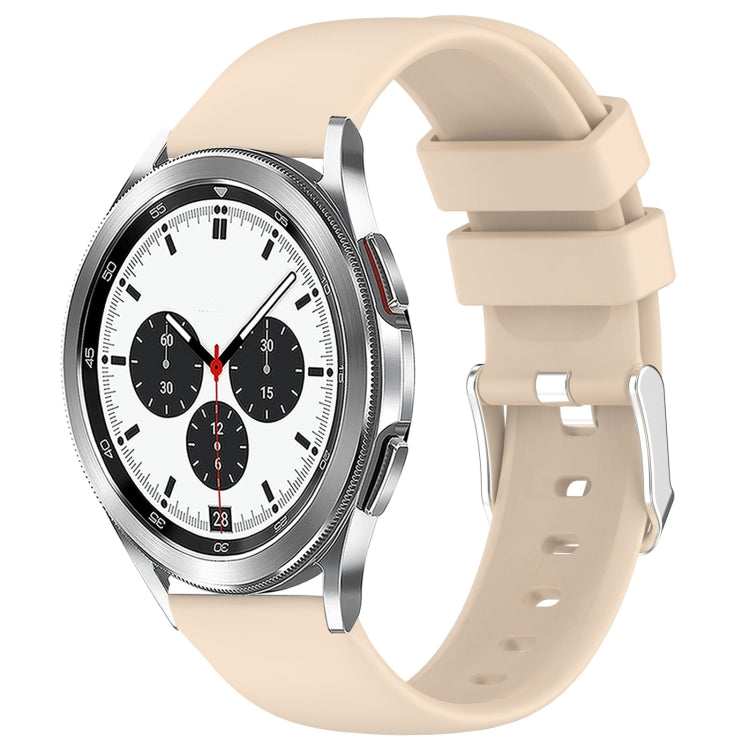 For Samsung Galaxy Watch 4 Classic 42mm 20mm Smooth Solid Color Silicone Watch Band(Beige)