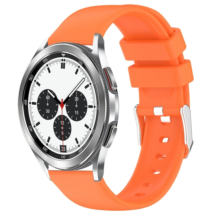 For Samsung Galaxy Watch 4 Classic 42mm 20mm Smooth Solid Color Silicone Watch Band(Orange)
