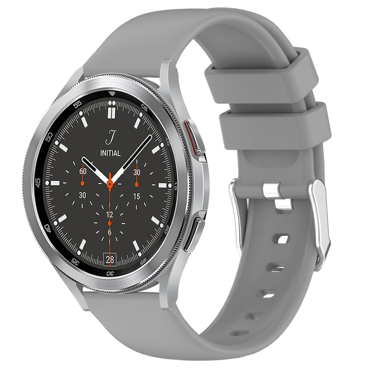 For Samsung Galaxy Watch 4 Classic 46mm 20mm Smooth Solid Color Silicone Watch Band(Grey)