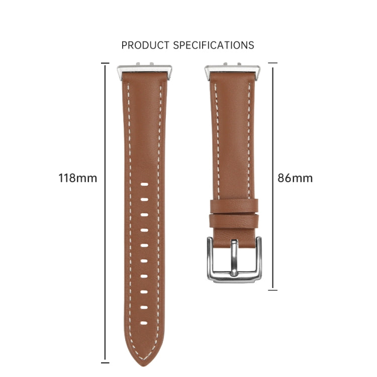 For Samsung Galaxy Watch Fit 3 Leather Sewing Thread Pin Buckle Watch Band(Brown) - Watch Bands by PMC TechLife | Online Shopping South Africa | PMC TechLife | Buy Now Pay Later Mobicred