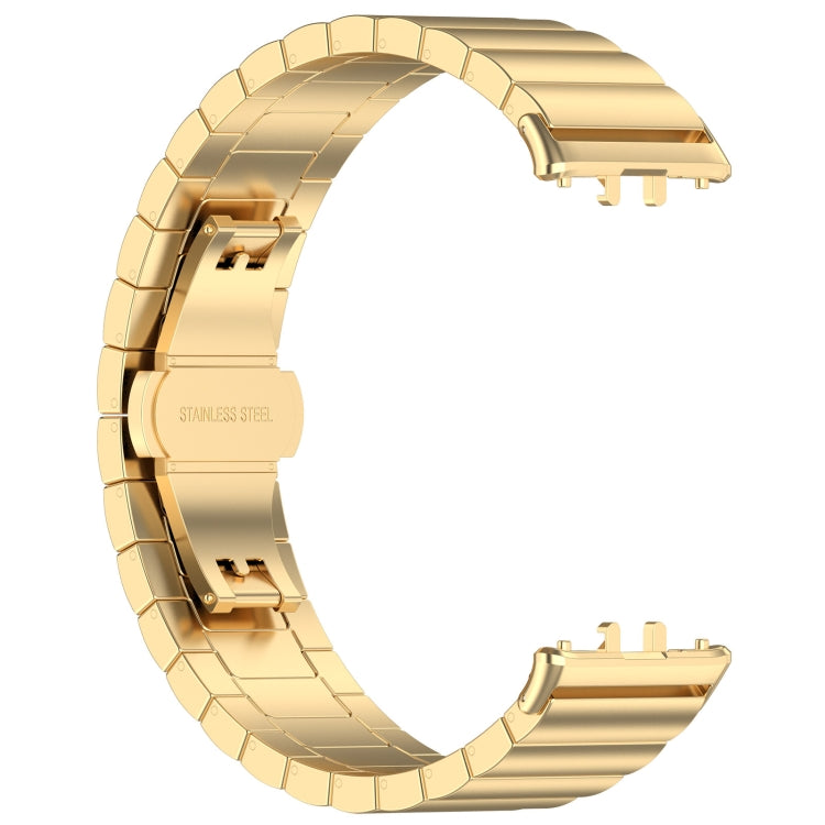 For Samsung Galaxy Fit 3 SM-R390 One Bead Stainless Steel Metal Watch Band(Gold)