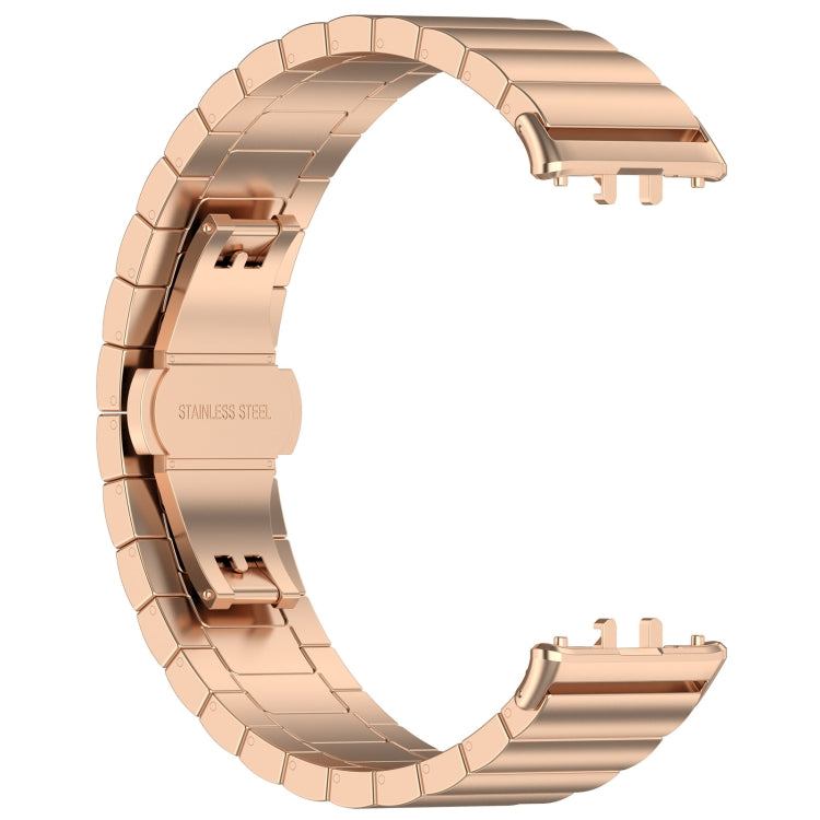 For Samsung Galaxy Fit 3 SM-R390 One Bead Stainless Steel Metal Watch Band(Rose Gold)