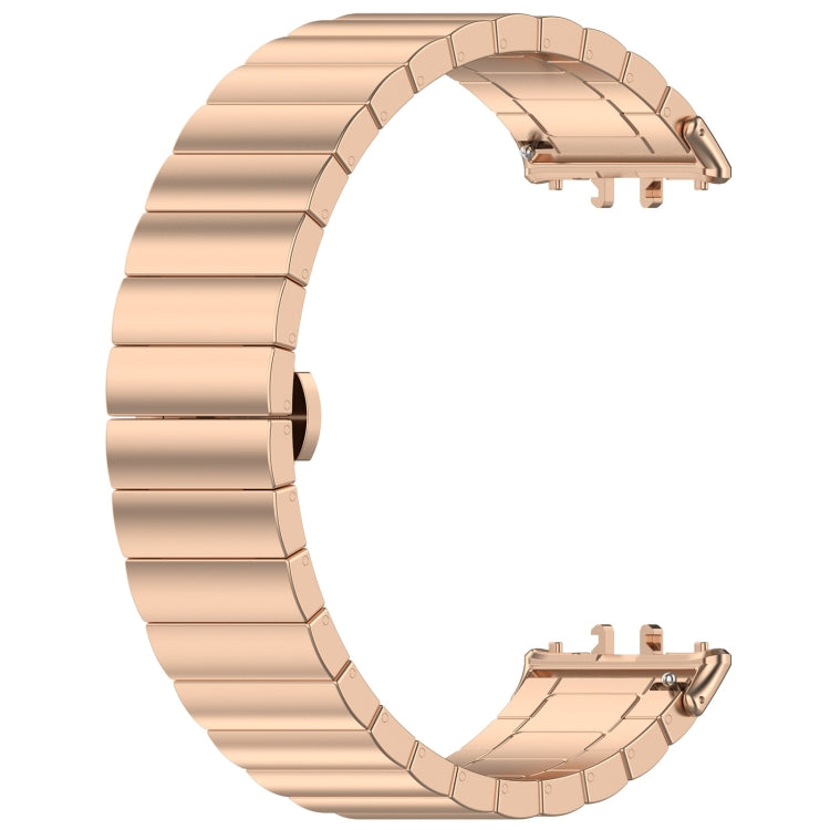 For Samsung Galaxy Fit 3 SM-R390 One Bead Stainless Steel Metal Watch Band(Rose Gold)