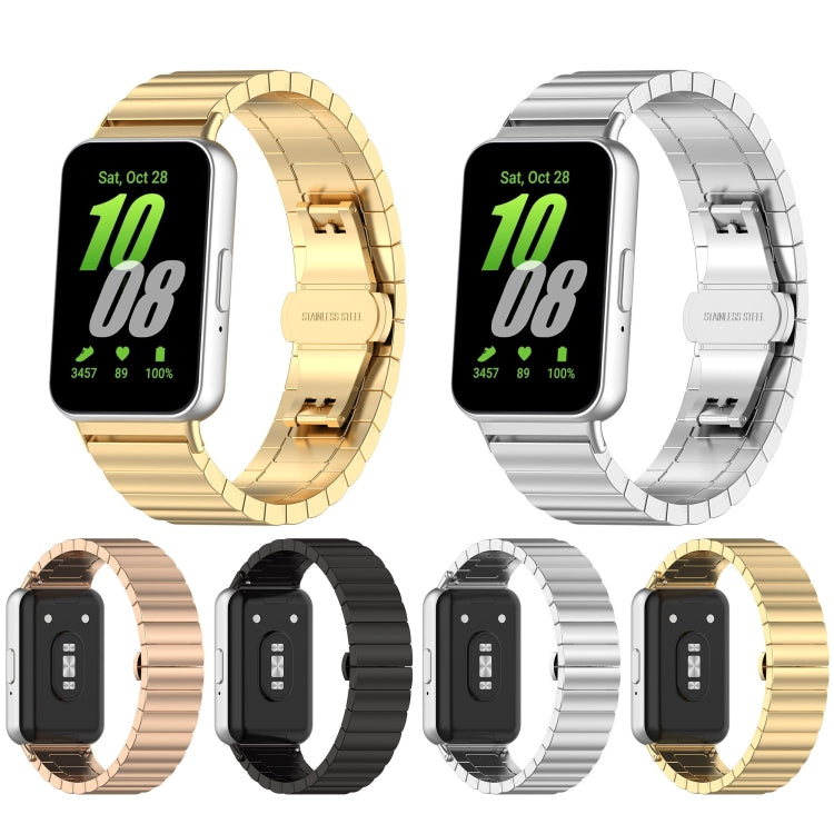 For Samsung Galaxy Fit 3 SM-R390 One Bead Stainless Steel Metal Watch Band(Rose Gold)