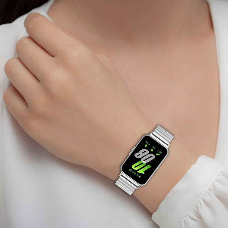 For Samsung Galaxy Fit 3 SM-R390 One Bead Stainless Steel Metal Watch Band(Black) - Watch Bands by PMC TechLife | Online Shopping South Africa | PMC TechLife | Buy Now Pay Later Mobicred