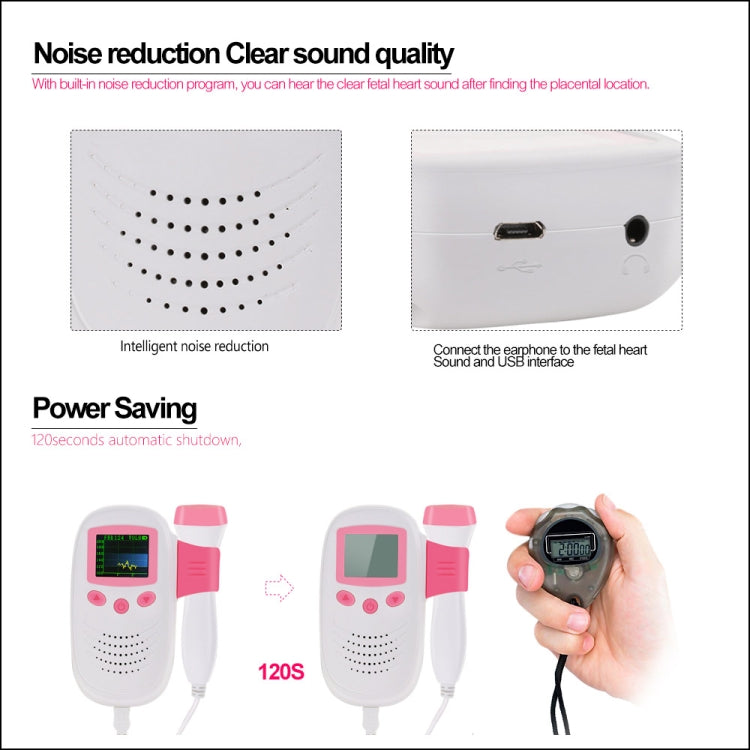 RZ-100S9 LED Fetal Doppler Ultrasound Sound Baby Heartbeat Detector Monitor Digital Prenatal Pocket Fetal Doppler Stethoscope - Heart Rate Monitoring by PMC TechLife | Online Shopping South Africa | PMC TechLife