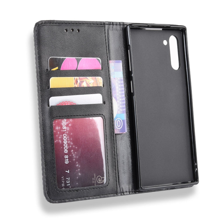 Magnetic Buckle Retro Crazy Horse Texture Horizontal Flip Leather Case for Galaxy Note 10 , with Holder & Card Slots & Photo Frame(Black)